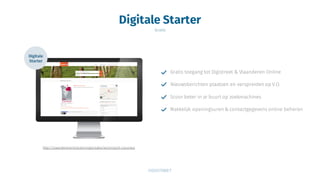 Digitale Starter
Gratis
Gratis toegang tot Digistreet & Vlaanderen Online
Nieuwsberichten plaatsen en verspreiden op V.O.
Scoor beter in je buurt op zoekmachines
Makkelijk openingsuren & contactgegevens online beheren
http://vlaanderenonline.be/organisatie/wijnimport-couvreur
 