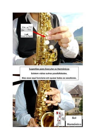 Sugestões para Executar os Harmônicos

        Existem várias outras possibilidades,

Mas essa aqui funciona em quase todos os saxofones.
 