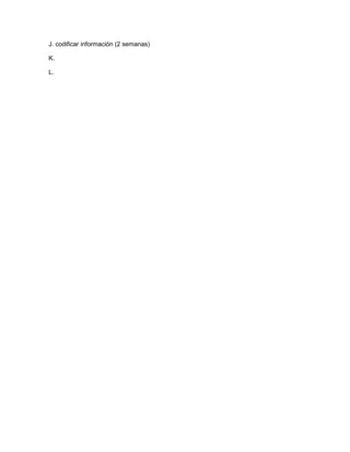 J. codificar información (2 semanas)

K.

L.
 