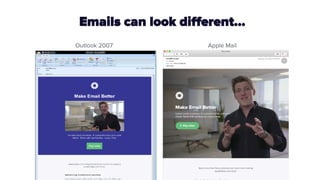 Emails can look diﬀerent…
Outlook 2007 Apple Mail
 