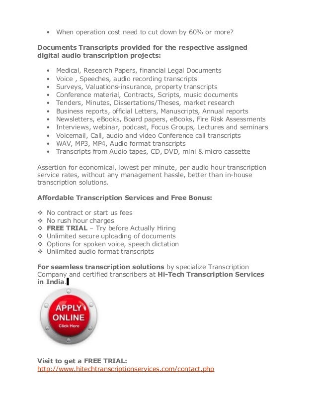 Dissertation transcription services india