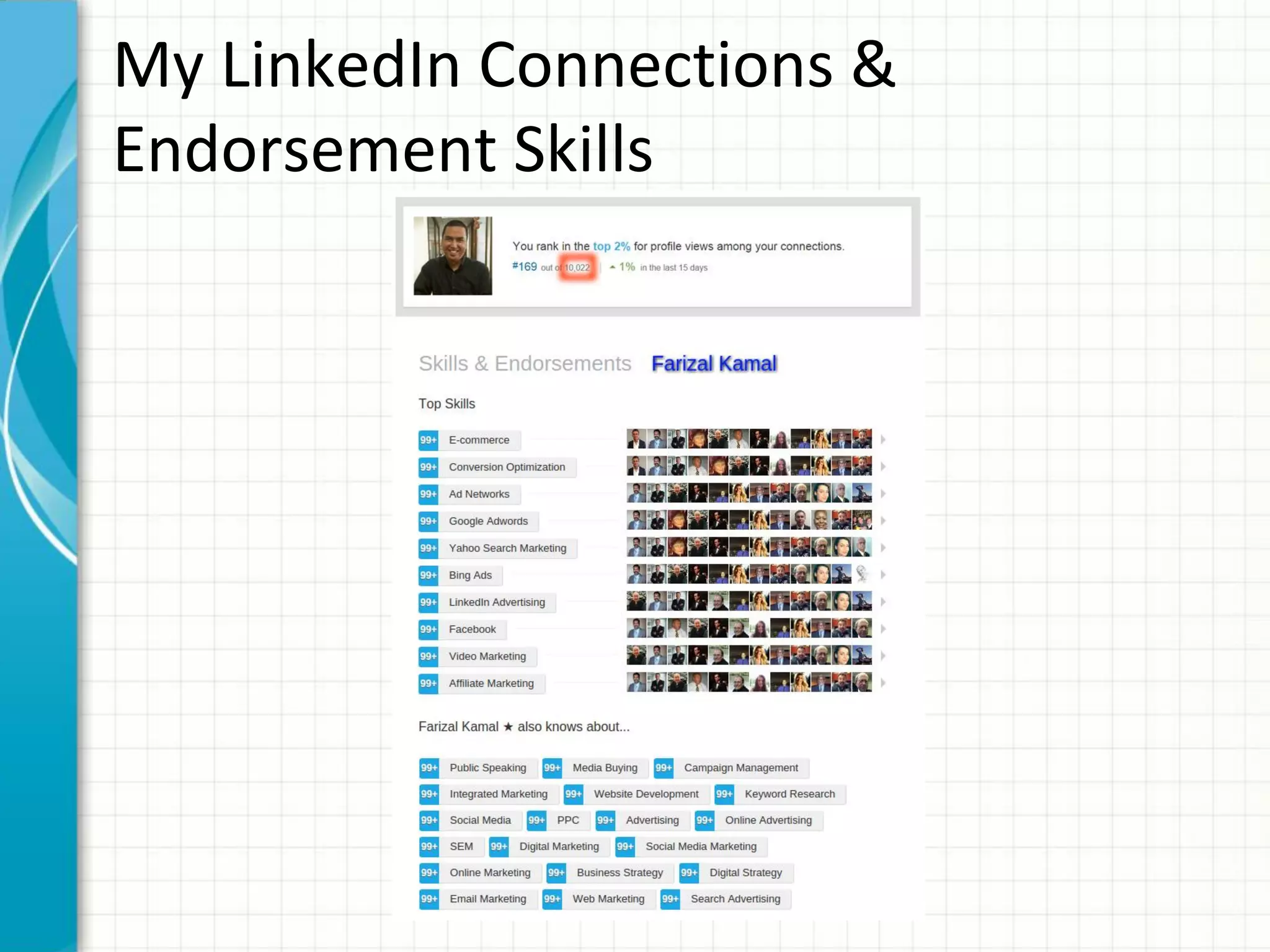 My LinkedIn Connections &
Endorsement Skills
 