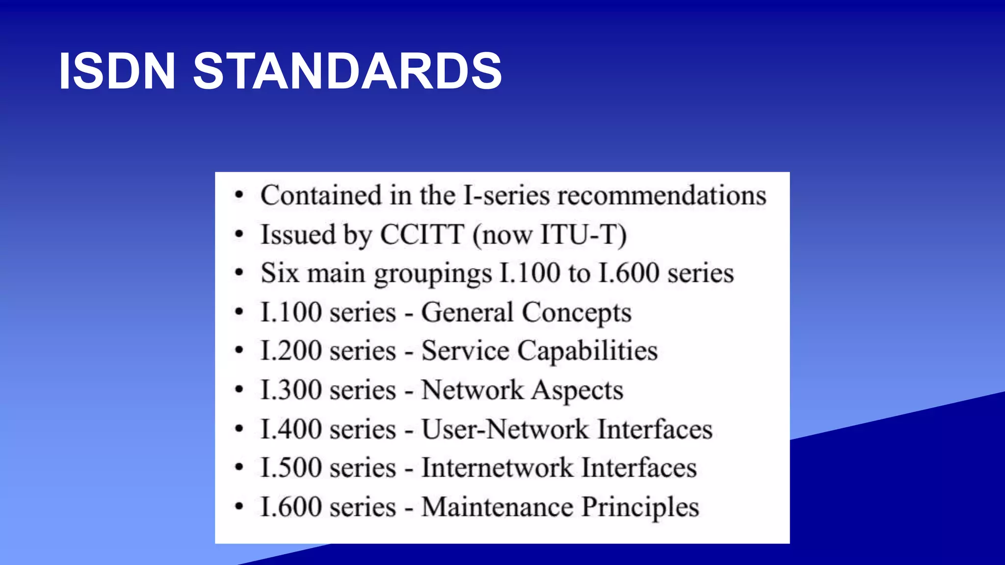 ISDN STANDARDS
 