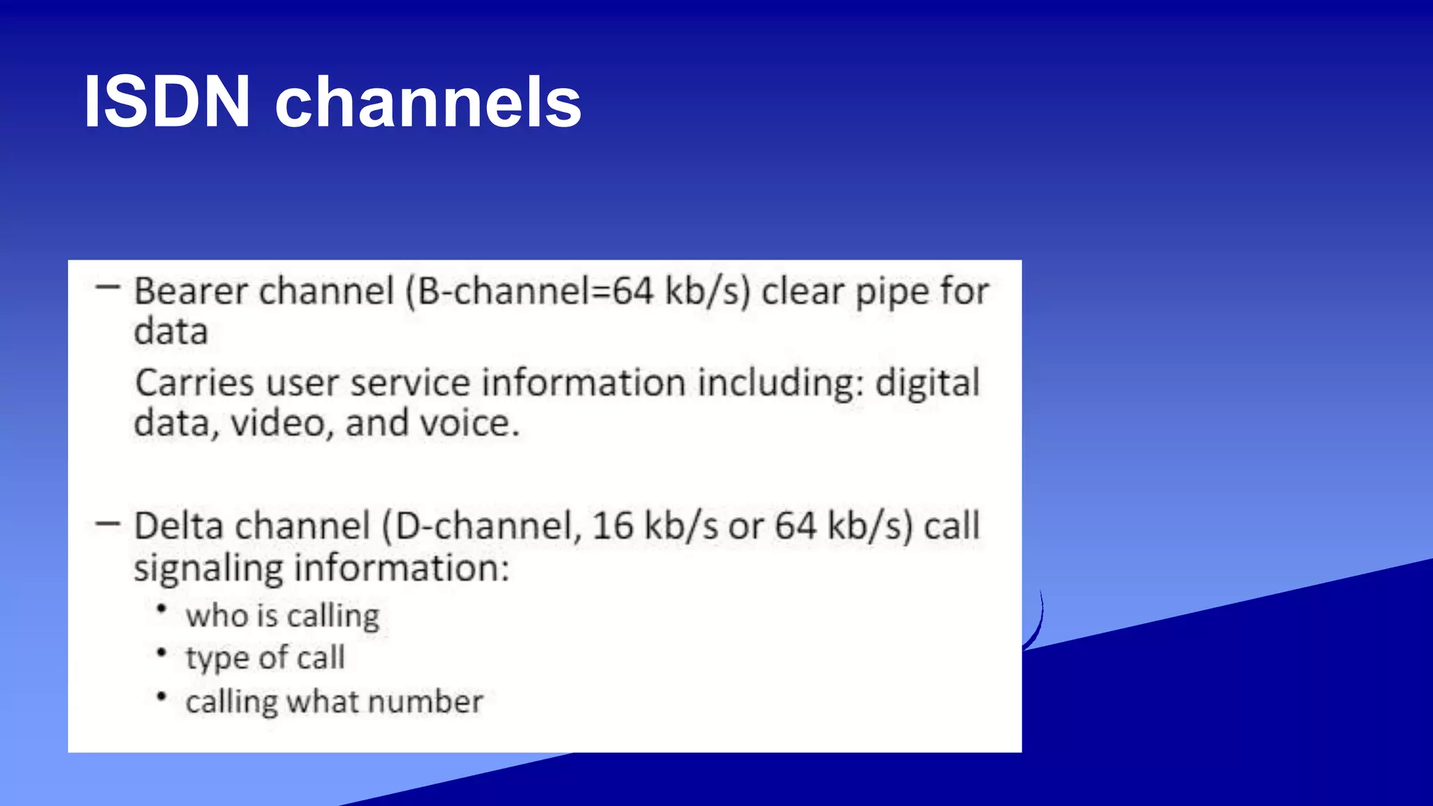 ISDN channels
 
