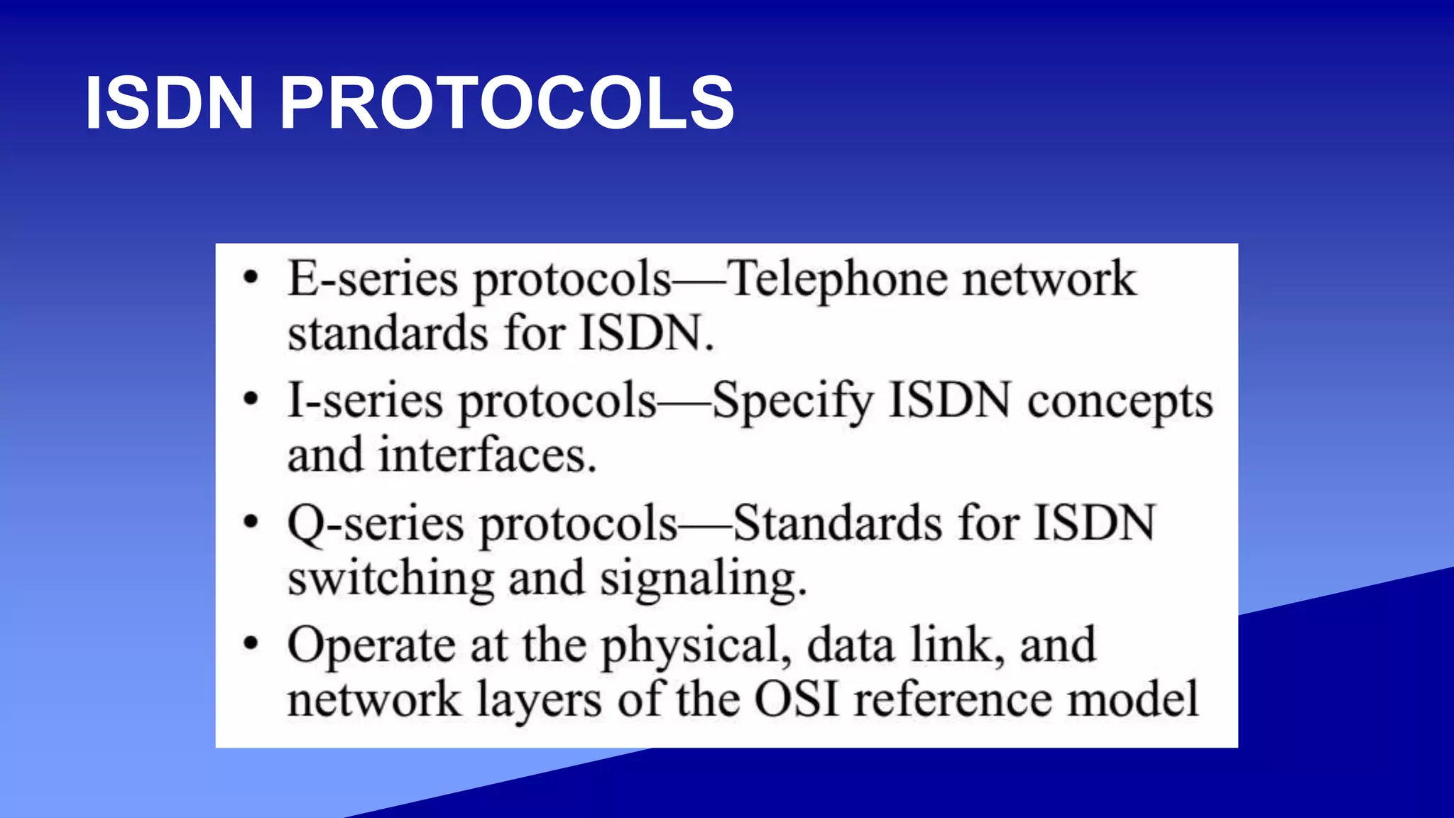 ISDN PROTOCOLS
 