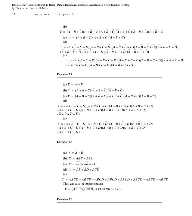 Digital Design And Computer Architecture 2nd Edition Harris Solutions