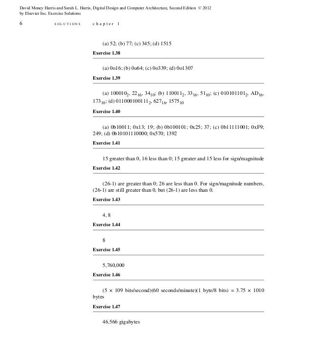 Digital Design And Computer Architecture 2nd Edition Harris Solutions