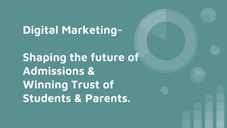 Digital Marketing-
Shaping the future of
Admissions &
Winning Trust of
Students & Parents.
 