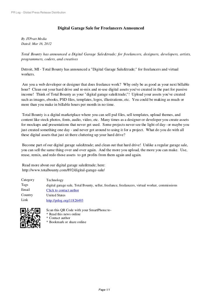 Digital Garage Sale For Freelancers Announced