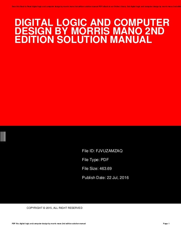 Digital logic and computer design by morris mano 2nd edition pdf