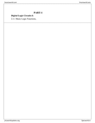 PART-1
Digital Logic Circuits-I:
2.1.1 Basic Logic Functions,
Smartzworld.com Smartworld.asia
jntuworldupdates.org Specworld.in
 