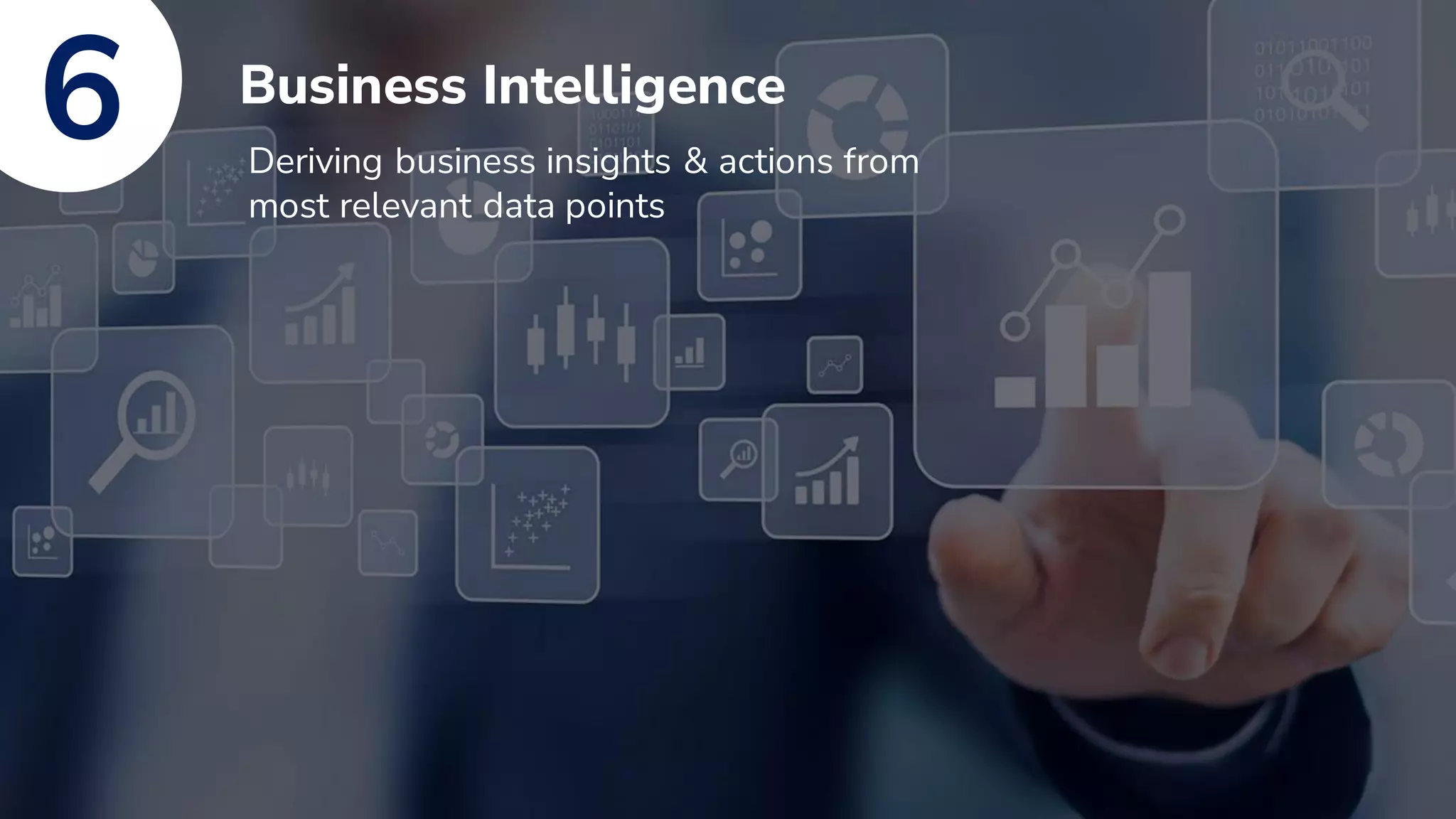 Business Intelligence
6 Deriving business insights & actions from
most relevant data points
 