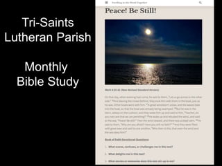 Tri-Saints
Lutheran Parish
Monthly
Bible Study
 
