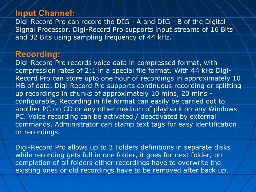 Digital recording