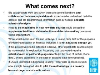 What comes next?
• 

Big data projects work best when there are several iterations and collaboration
between topical domai...