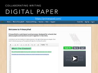 D I G I TA L PA P E R
C O L L A B O R AT I N G W R I T I N G
https://primarypad.com/
 