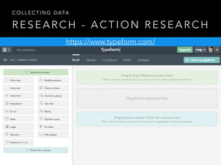 R E S E A R C H - A C T I O N R E S E A R C H
C O L L E C T I N G D ATA
https://www.typeform.com/
 
