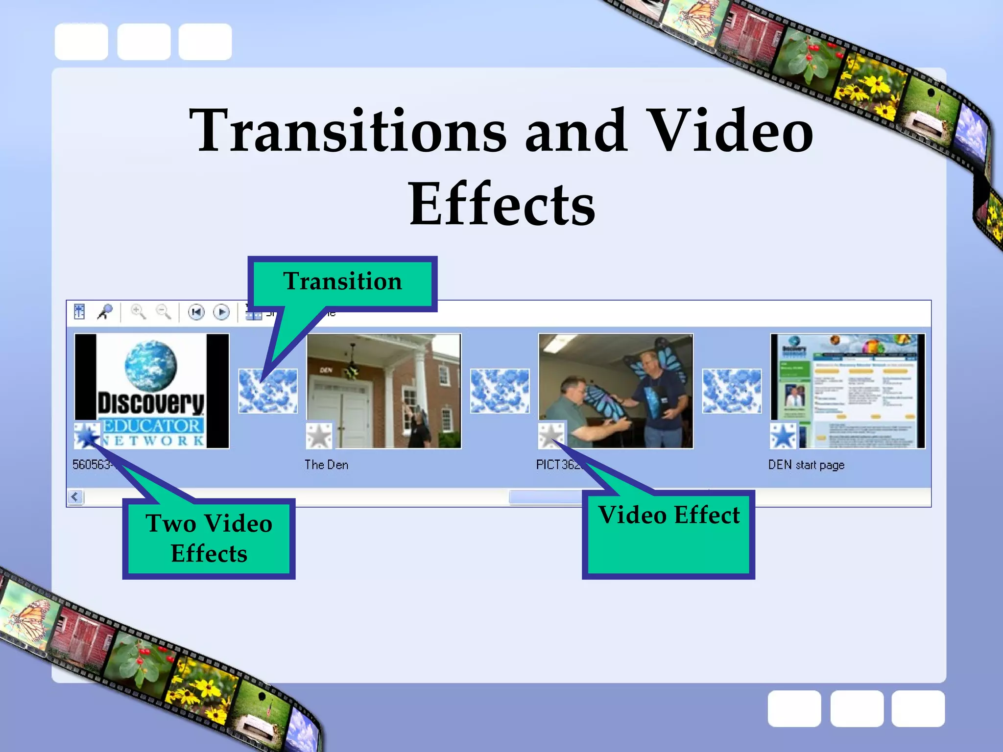 Transitions and Video Effects Transition Video Effect Two Video Effects 
