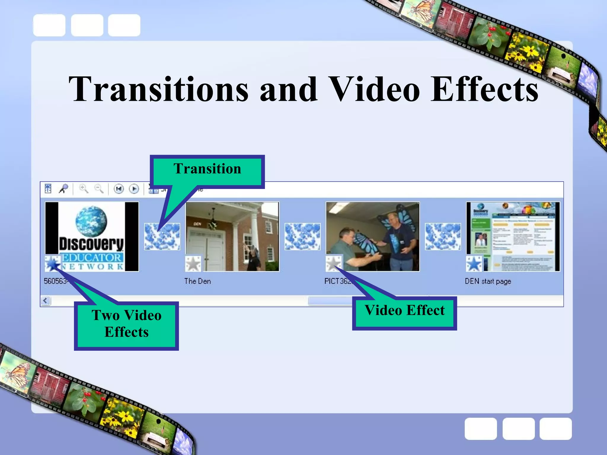 Transitions and Video Effects Transition Video Effect Two Video Effects 