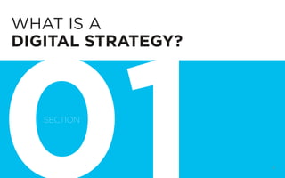 DIGITAL STRATEGY 101, FIRST EDITION BY @BUD_CADDELL 6
WHAT IS A
DIGITAL STRATEGY?
SECTION
 
