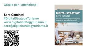 Grazie per l’attenzione!
Sara Caminati
#DigitalStrategyTurismo
www.digitalstrategyturismo.it
sara@digitalstrategyturismo.it
 