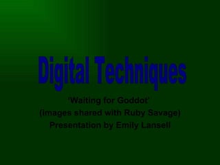 ‘ Waiting for Goddot’   (images shared with Ruby Savage) Presentation by Emily Lansell Digital Techniques 