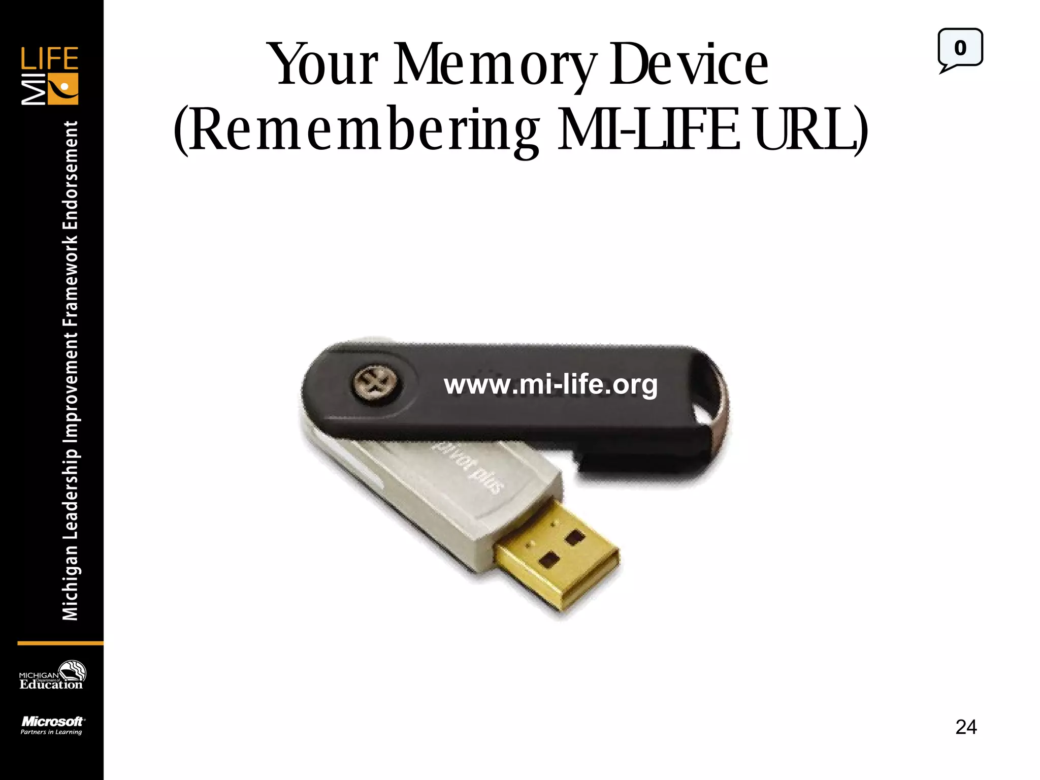 Your Memory Device (Remembering MI-LIFE URL) 0 www.mi-life.org 
