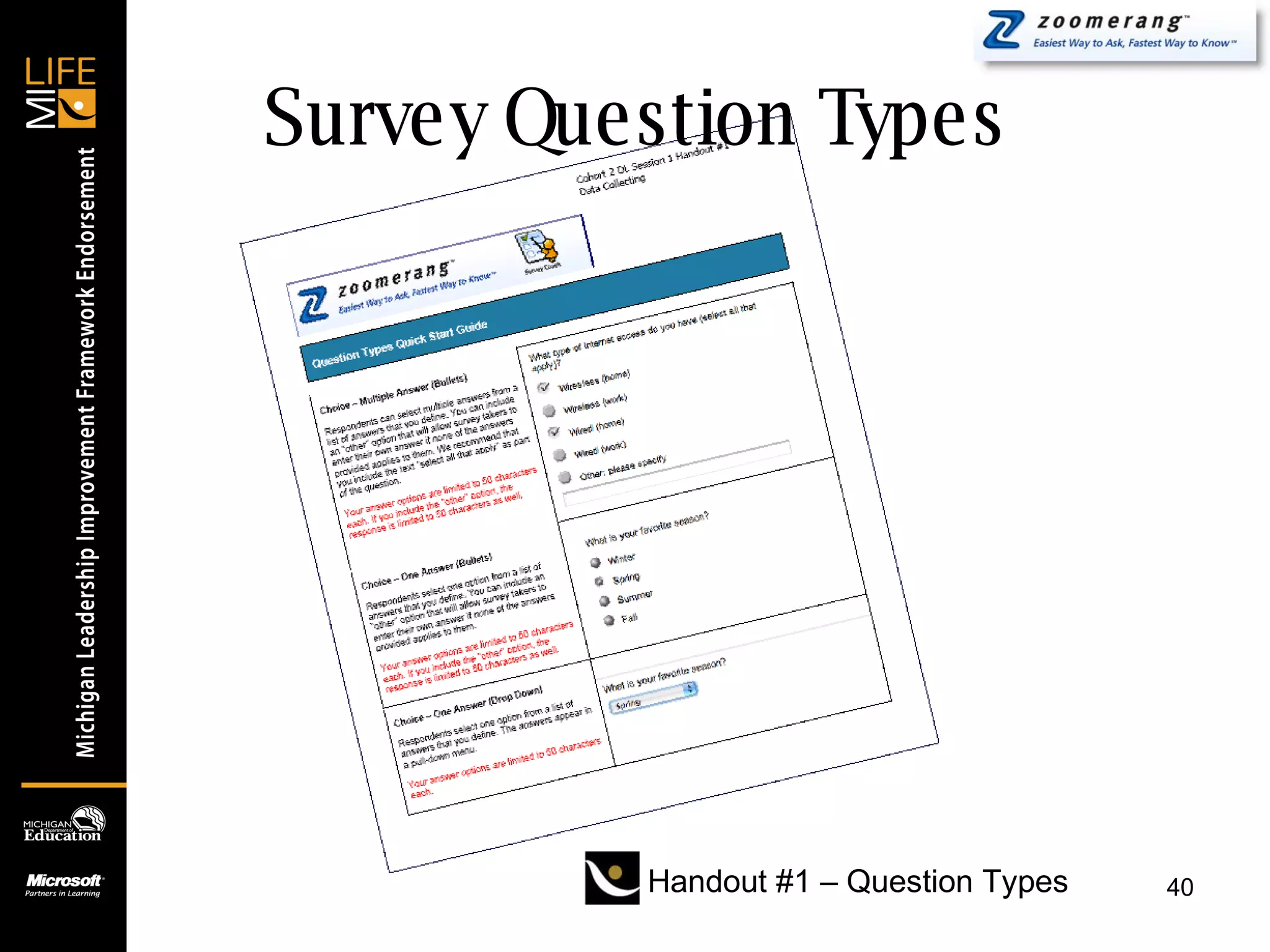 Survey Question Types Handout #1 – Question Types 