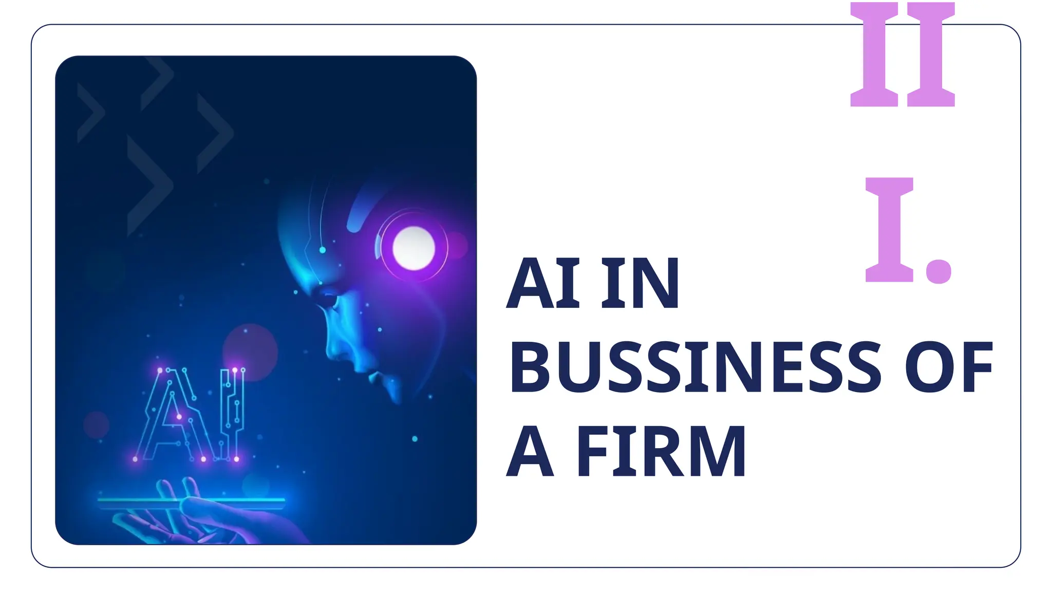 AI IN
BUSSINESS OF
A FIRM
II
I.
 