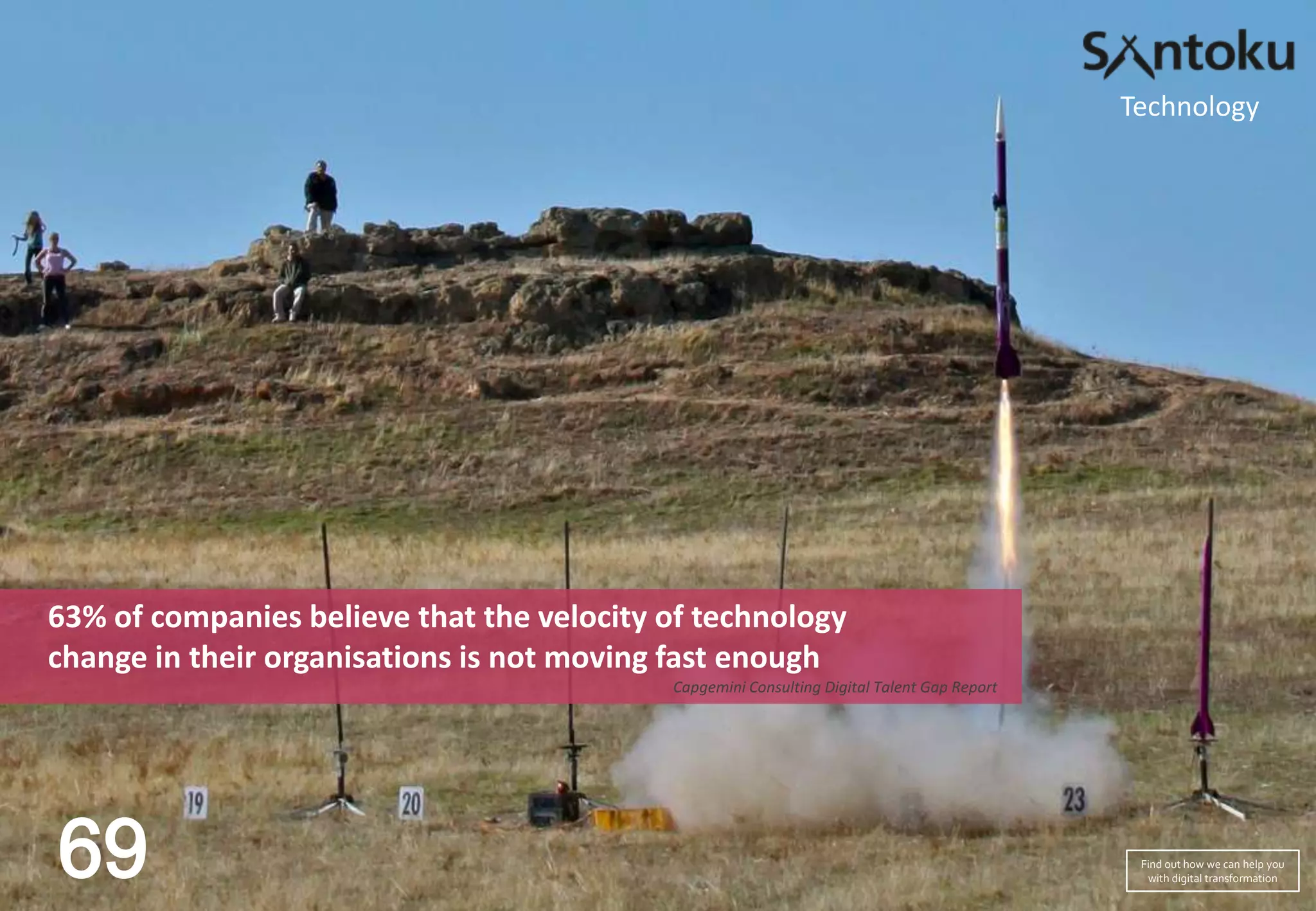 Technology

63% of companies believe that the velocity of technology
change in their organisations is not moving fast enough
Capgemini Consulting Digital Talent Gap Report

69

Find out how we can help you
with digital transformation

 
