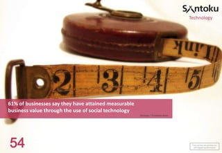 Technology

61% of businesses say they have attained measurable
business value through the use of social technology
Mzinga / Teradata Aster

54

Find out how we can help you
with digital transformation

 
