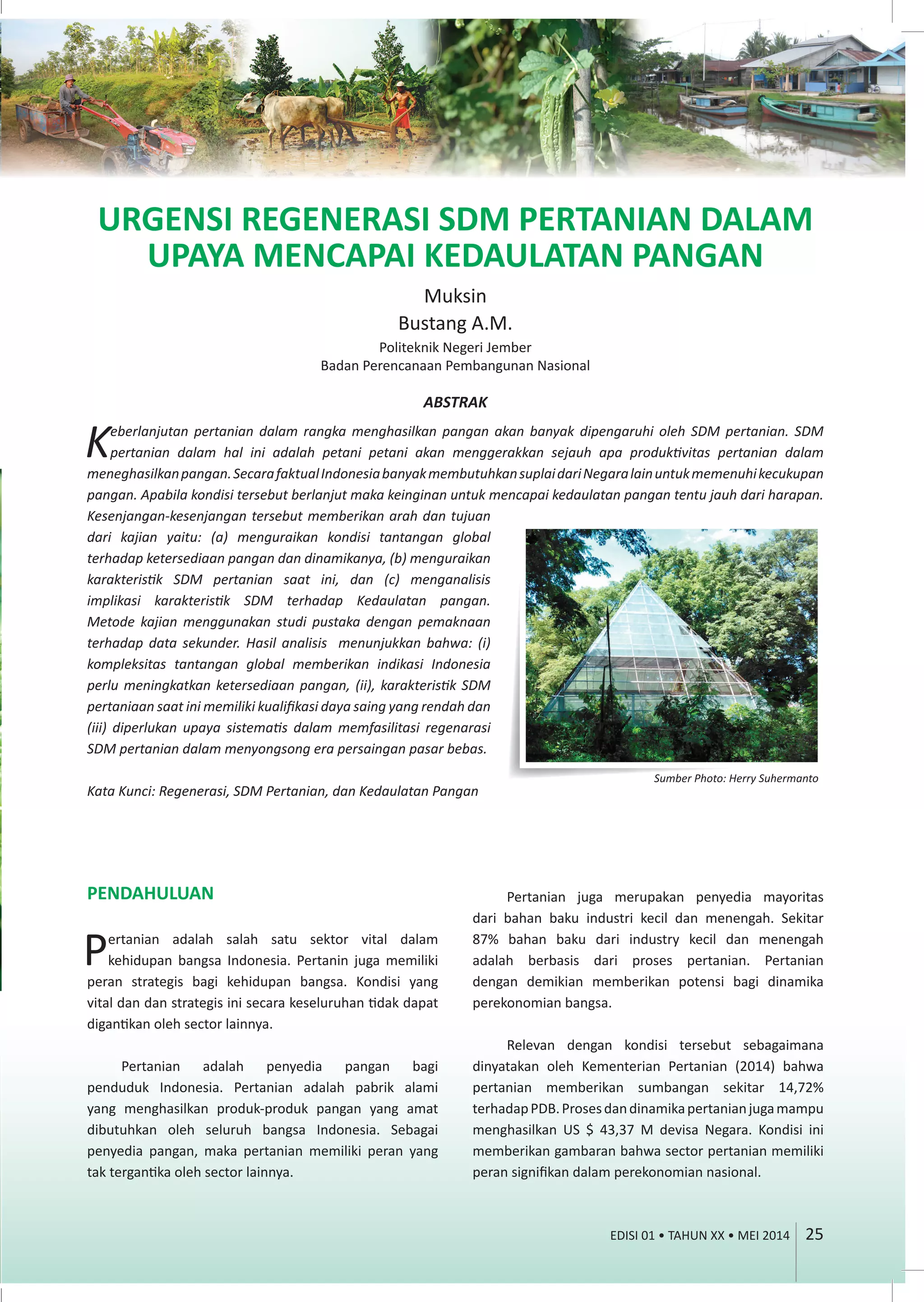 Contoh Sdm Rendah Urgensi Regenerasi SDM Pertanian | PDF