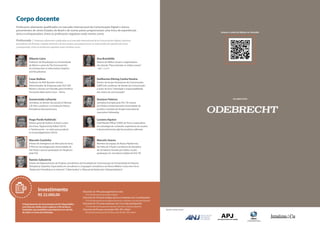 Corpo docente 
Profesorado | Profesores altamente cualificados en el mercado internacional de la Comunicación Digital y alumnos 
procedentes de distintas ciudades de Brasil y de otros países, que proporcionan un intercambio de experiencias único 
y enriquecedor. Entre los profesores regulares están nombres como: 
Acesse o canal do Master no Youtube: 
Professores altamente qualificados no mercado internacional da Comunicação Digital e alunos 
provenientes de vários Estados do Brasil e de outros países proporcionam uma troca de experiências 
única e enriquecedora. Entre os professores regulares estão nomes como: 
Apoio institucional 
um patrocínio 
Alberto Cairo 
Professor de Visualização na Universidade 
de Miami e autor de The Funcional Art: 
An Introduction to Information Graphics 
and Visualization 
Cesar Bullara 
Professor do IESE Business School. 
Administrador de Empresas pela FEA-USP. 
Mestre e Doutor em Filosofia pela Pontificia 
Università della Santa Croce – Roma 
Gumersindo Lafuente 
Jornalista, ex-diretor dos portais El Mundo 
e El País e professor na Fundación Nuevo 
Periodismo Iberoamericano 
Hugo Pardo Kuklinski 
Diretor geral de Outliers School e autor 
dos livros “Opportunity Valley”(2014) 
e “Geekonomía - un radar para produzir 
en el postdigitalismo”(2010) 
Marcelo Coutinho 
Diretor de Inteligência de Mercado do Terra. 
É PhD em Sociologia pela Universidade de 
São Paulo e possui graduação em Negócios 
pela FGV 
Investimento 
R$ 22.000,00 
Desconto de 10% para pagamento à vista 
10 % de descuento para pago integral 
Desconto de 10% para antigos alunos e empresas com 2 participantes 
10 % de descuento para antiguos alumnos y empresas con dos participantes 
Desconto de 15% para empresas com 3 ou mais participantes 
15 % de descuento para las empresas con tres o más participantes 
Desconto de 8% para associados ANJ, APJ e Abert 
8% de descuento para los medios socios de ANJ, APJ y Abert 
O Departamento de Comunicação do IICS disponibiliza 
uma linha de crédito junto à agência 2182 do Banco 
Santander, que possibilita o parcelamento em até 36x 
de todos os cursos da instituição. 
Ana Brambilla 
Editora de Mídias Sociais e organizadora 
dos ebooks “Para entender as mídias sociais” 
- vol. 1, 2 e 3 
Guilherme Döring Cunha Pereira 
Diretor do Grupo Paranaense de Comunicação 
(GRPCom), professor de Direito da Comunicação 
e autor do livro “Liberdade e responsabilidade 
dos meios de comunicação” 
Gustavo Faleiros 
Jornalista formado pela PUC-SP, mestre 
em Política Ambiental pela Universidade de 
Londres e bolsista do Knight International 
Journalism Fellowship 
Luciane Aquino 
Chief Media Officer (CMO) do Terra e especialista 
em estratégia de conteúdo, experiência de usuário 
e desenvolvimento ágil de produtos editoriais 
Marcelo Soares 
Membro da equipe de Novas Plataformas 
da Folha de S.Paulo e professor da disciplina 
de Jornalismo Guiado por Dados na pós-graduação 
em Jornalismo Digital da PUC-RS 
Ramón Salaverría 
Diretor do Departamento de Projetos Jornalísticos da Faculdade de Comunicação da Universidade de Navarra 
(Pamplona, Espanha). Especialista em Jornalismo e Linguagem Jornalística nas Novas Mídias e autor dos livros 
“Redacción Periodística en Internet”, “Cibermedios” e “Manual de Redacción Ciberperiodística” 
 