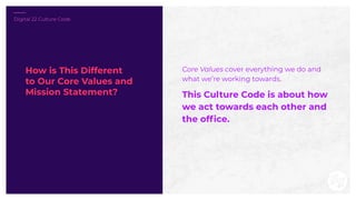 Core Values cover everything we do and
what we’re working towards.
This Culture Code is about how
we act towards each othe...