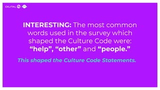 INTERESTING: The most common
words used in the survey which
shaped the Culture Code were:
“help”, “other” and “people.”
Th...