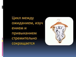 Цикл между
ожиданием, изуч
ением и
привыканием
стремительно
сокращается

 