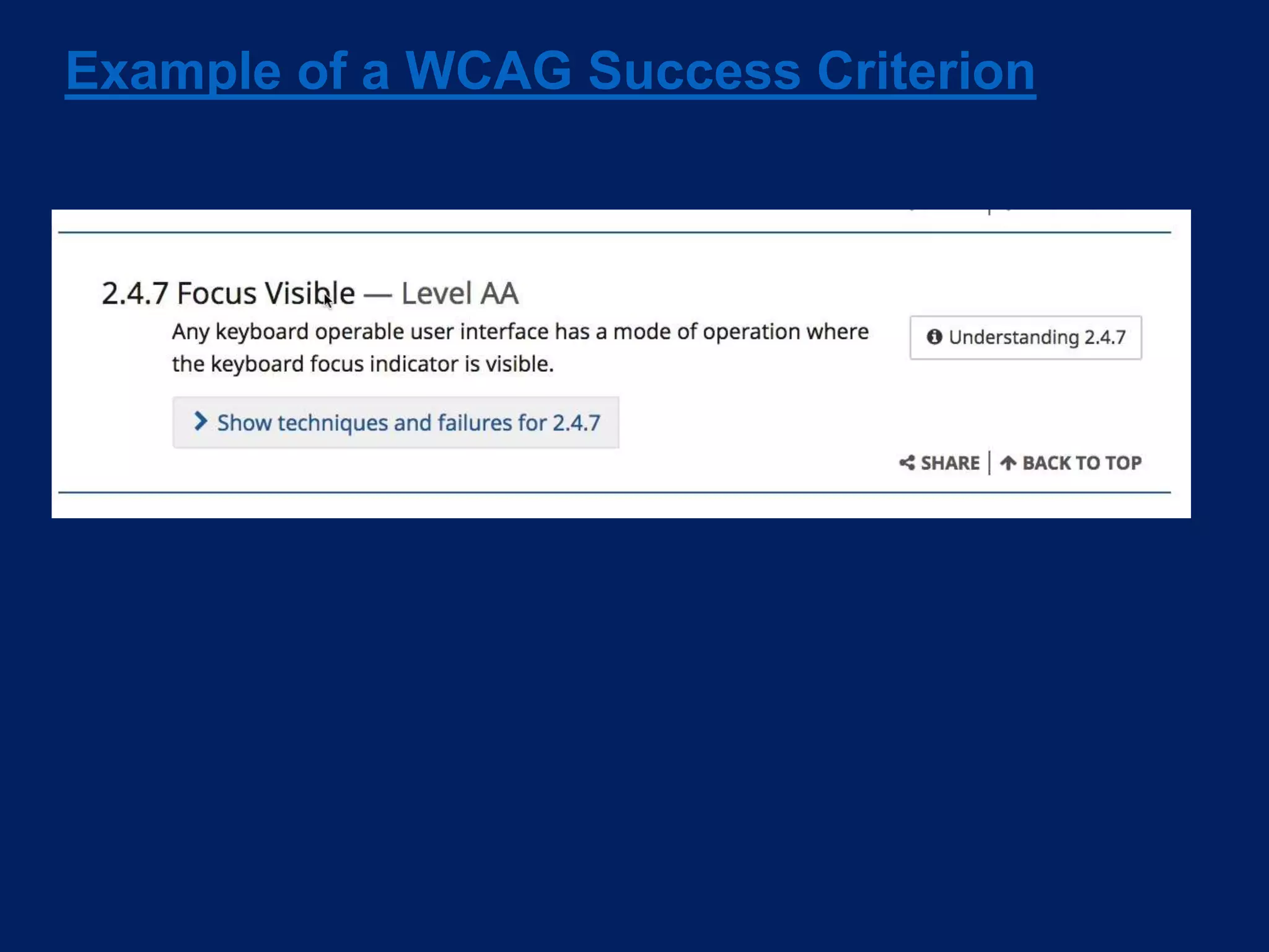 Example of a WCAG Success Criterion
 