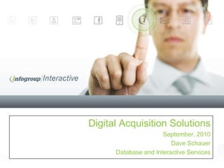 Digital Acquisition Solutions September, 2010 Dave Schauer  Database and Interactive Services 