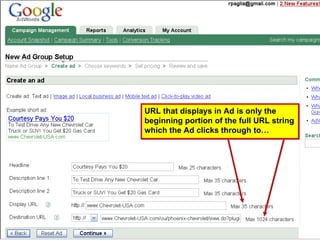 URL that displays in Ad is only the beginning portion of the full URL string which the Ad clicks through to…  