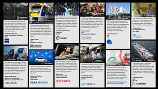 “The Zero Footprint project here at
Zeiss was aimed for integrating new
branches rather quickly. And thanks
to the cloud services and the help of
our German Digital Advisory Services,
we had the chance to do it in less
than two months.”
-Matthias Feldmann,
Head of Enterprise Workplace
Zeiss
Empower your
employees
“(Fans) want to know their clubs and
their heroes through social networks.
They want to know what happens in
between games. Microsoft brings us
knowledge, social listening, business
intelligence, this allows us to focus
on sending the information that the
fan really desires.”
-Javier Tebas Medrano,
President
LaLiga
Engage your
customers
"Our solution will migrate, analyze,
and store millions of patient records
in the cloud ... and allows us to
provide doctors at the individual
layer the ability to analyze patients."
-Tyler Downs
VP of Development
Care Otter
Transform
your products
“JTC foresees new challenges with
our growing portfolio of estates and
buildings, as well as the management
of increasingly complex buildings,
higher customer expectations and
the need to manage our
developments’ sustainability.”
-Yim Cheng Siew
CIO
JTC
Optimize your
operations“With Azure Machine Learning, we
proved that we have the right tool to
get us where we want to go in terms
of predicting student success. It’s a
tool our educators will be able to use
to start tackling the problem of
student disengagement.”
-Shaun Taylor
CIO
Tacoma Public Schools
Optimize your
operations
“These systems are helping us be
more citizen-centric and making
Auckland a more attractive place to
live. They reduce citizen frustration,
provide information to make choices,
increase ridership, and let citizens
know that the city is working on their
behalf.”
-Roger Jones,
CIO
Auckland Transport
Engage your
customers
Optimize your
operations
“The data we are now able to gather
helps our engineers find flaws in their
designs, our quality people find flaws
in our processes, and our warranty
folks find better solutions to control
our costs, which ultimately controls
the costs to our customers. That is
extremely powerful for us.”
-Matt Pfaffenbach
Director of Connectivity
Daimler Trucks North America
Empower your
employees
Transform
your products
“Indeed, this will give industrial-sized
companies the means to create and
animate the digital profile of their
products, a real source of information
for all stakeholders in the product life
cycle.”
-Christophe Devins
Founder and CEO
Adents
Transform
your products“We’ll be able to bring you services
that make your life easier, and push
the technology into the background
and give you those things you really
want, which isn’t a blaring screen, it’s
really letting people know that you’re
running late for a meeting,”
-Zack Hicks
President and CEO
Toyota Connected
Transform
your products
Optimize your
operations
“Eventually Maersk’s vessels and
containers will be generating
terabytes of data on activities in real
time, and machines and people will
be talking to each other, learning
things about our operations and our
customers that we can’t even imagine
now.”
-Ibrahim Gokcen
CDO
Maersk
Transform
your products
Optimize your
operations
"We are using Microsoft’s connected
vehicle technologies on Azure
intelligent cloud to bring the digital
lives of our customers into the cars
they drive.“
-Guenter Butschek
CEO & MD
Tata Motors
Transform
your products
In simplest terms, after observing
another person performing an
exercise, a patient can more quickly
learn this same exercise during
physical therapy. As we learned
about the science, we wondered –
how could we make mirror-neuron
rehabilitation more scalable?
Visit the Microsoft Blog to learn
more about project KHARE
Transform
your products
Engage your
customers
 