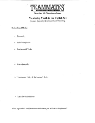 Mentoring Youth in the Digital Age - Handout
