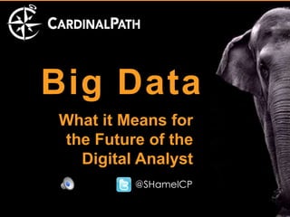 Big Data
What it Means for
the Future of the
  Digital Analyst
         @SHamelCP
 