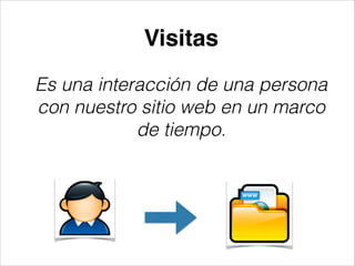 Visitas
Es una interacción de una persona
con nuestro sitio web en un marco
de tiempo.

 