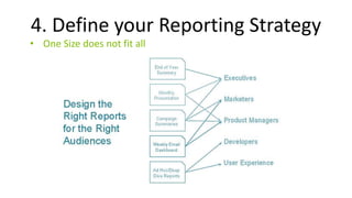 4. Define your Reporting Strategy
• One Size does not fit all
 