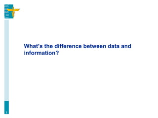 What’s the difference between data and
information?
7
 