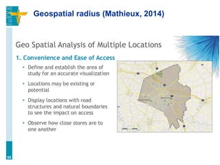 Geospatial radius (Mathieux, 2014)
55
 