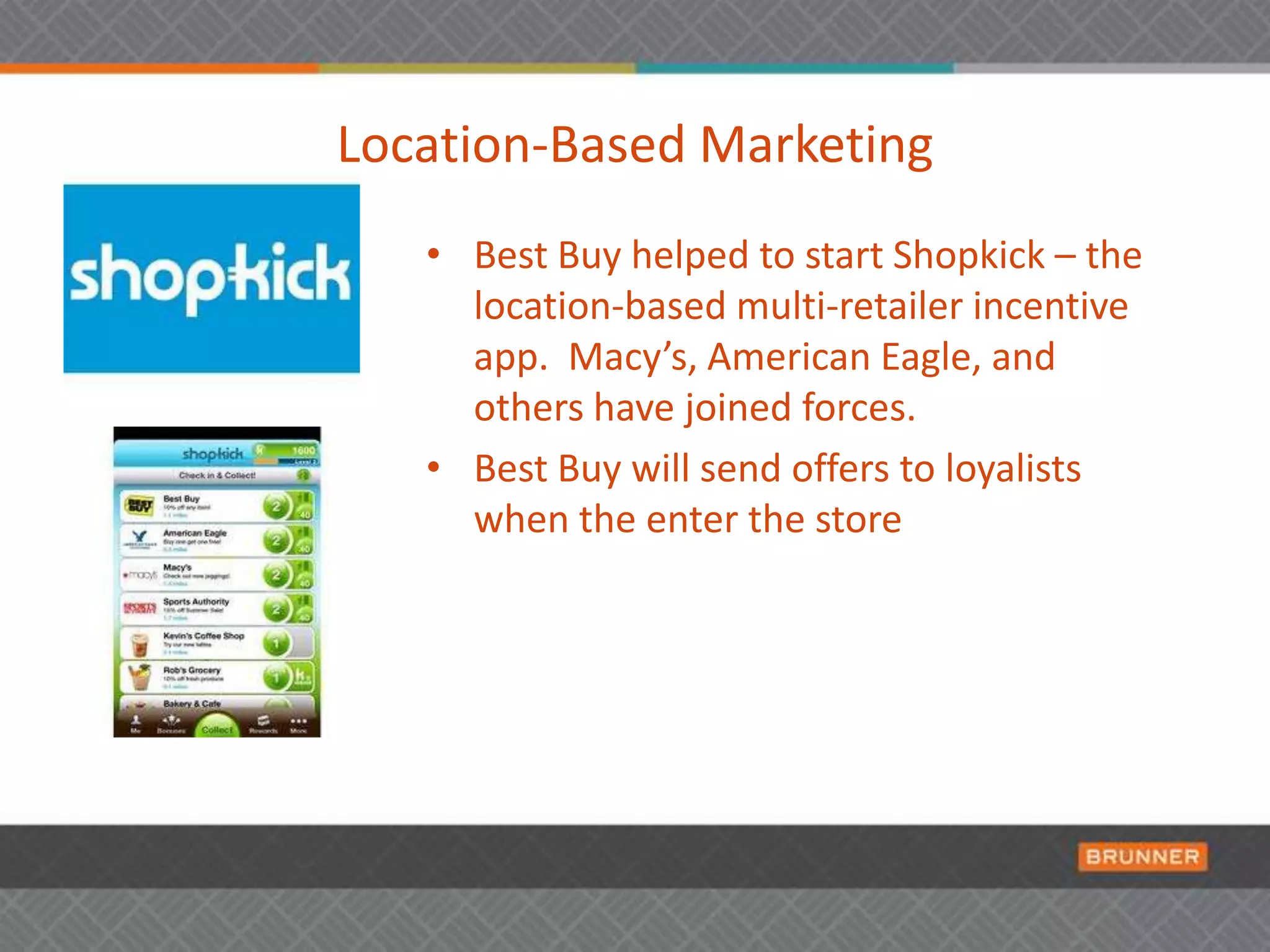 Current Mobile Landscape10% of users generate 80% of volume20% of retailers have a mobile marketing strategy30% of HH use their mobile device as their primary computerSource: *Arc, Carrie Newman; **Forrester Reseach/Shop.org; ***Morgan Stanley