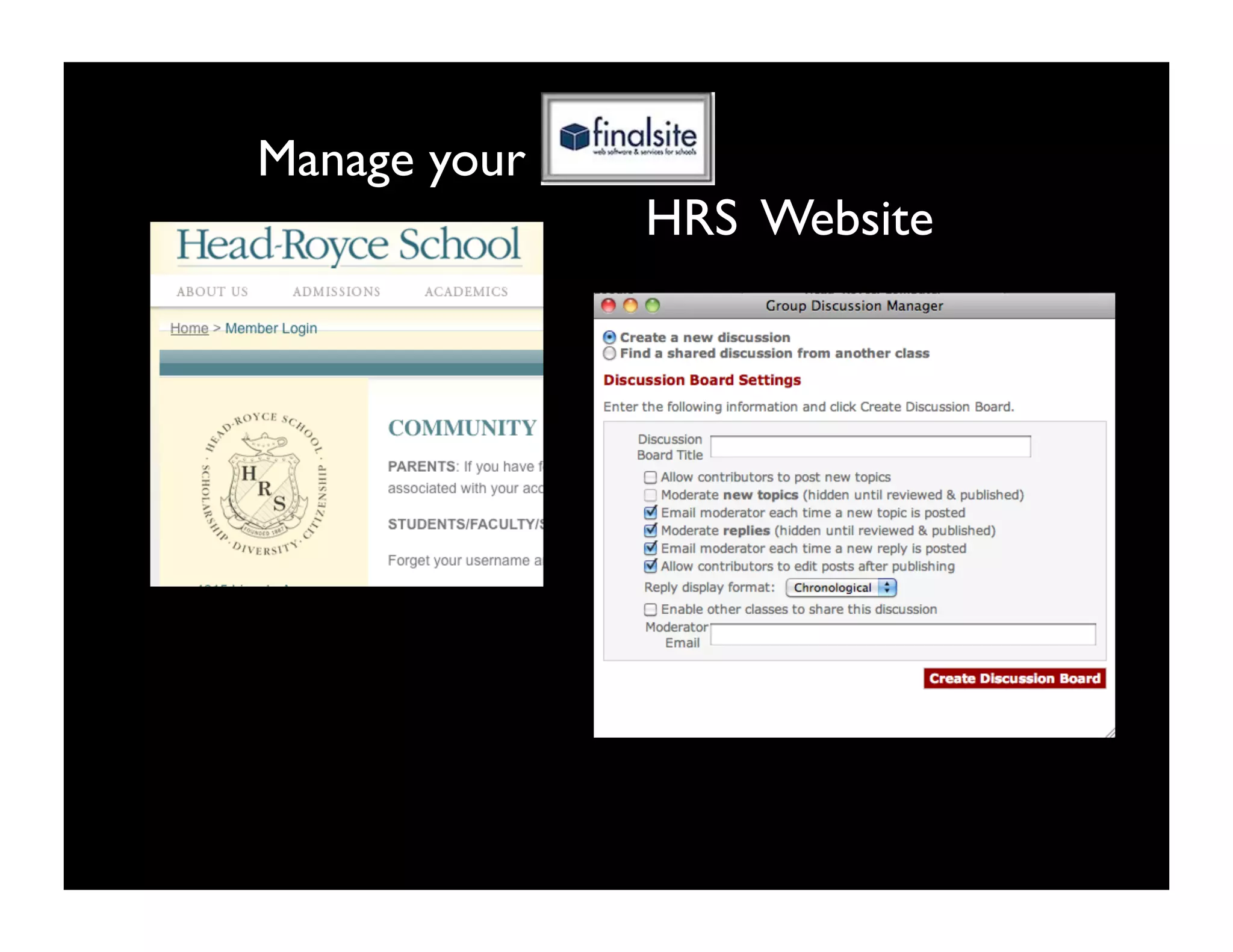 Manage your
              HRS Website
 
