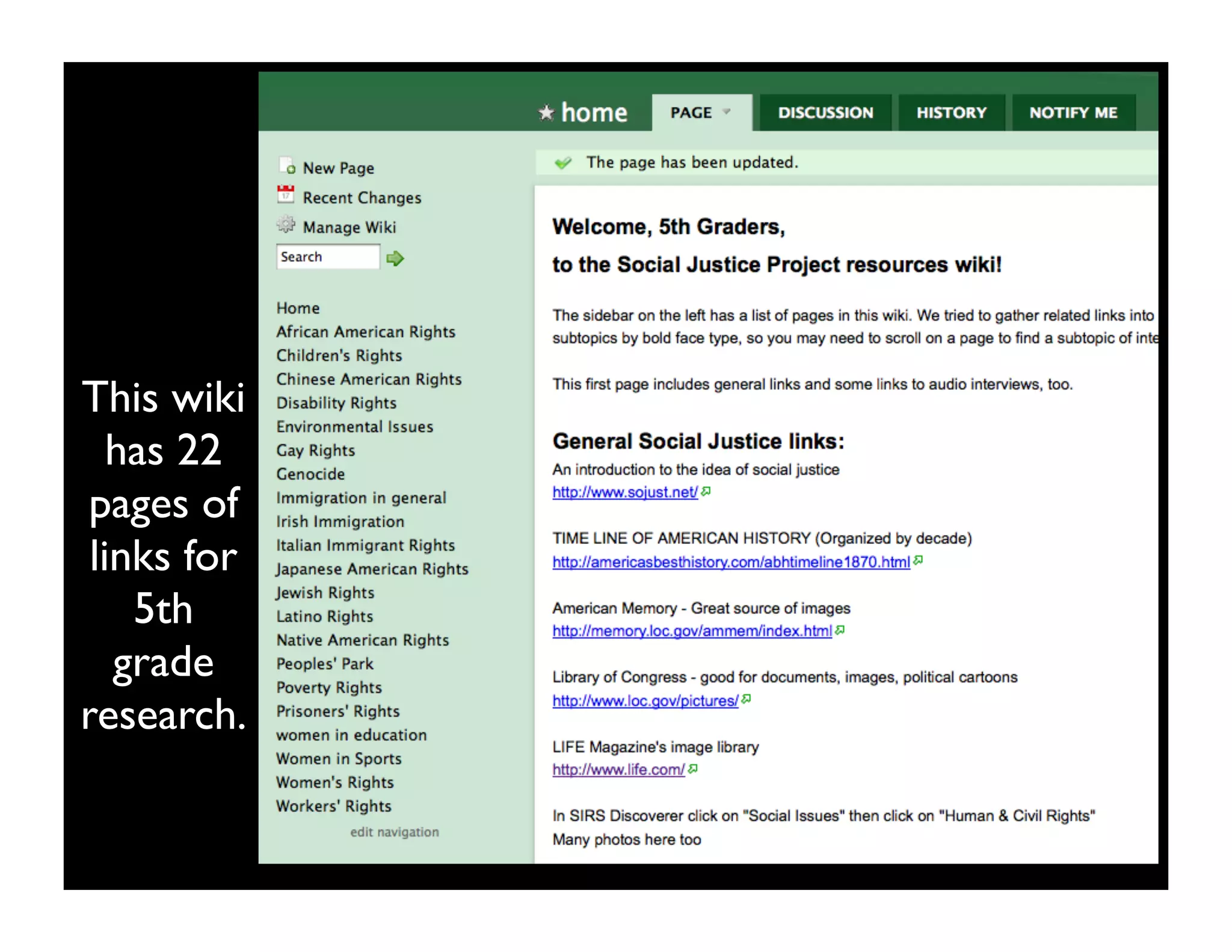 This wiki
   has 22
 pages of
 links for
    5th
   grade
research.
 