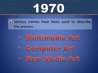 1970
Various names have been used to describe
the process :
 